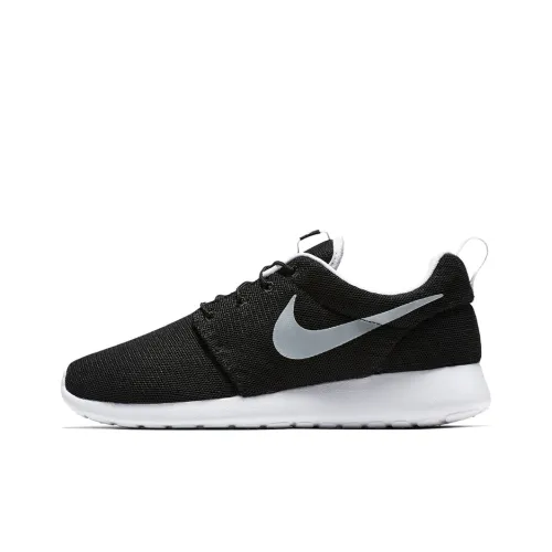 Nike Roshe One Амортизаторы Шок Устойчивость к Износу Дышащий Низкий Топ Беговые кроссовки Мужские Черные Серебряные