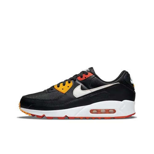 Nike Air Max 90 Low Топ Повседневные Беговые Кроссовки Мужские Черные Желтые Апельсиновые