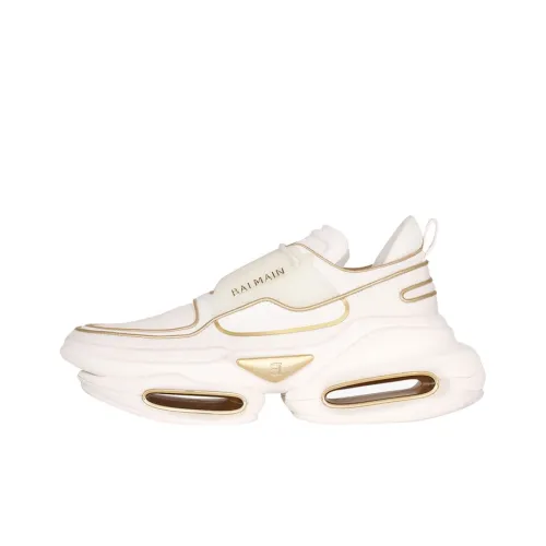 BALMAIN B Смелый Аbrasion Resistant Низкий Топ Спортивная Повседневная Обувь Женская Белая Золотая
