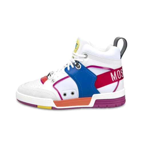 MOSCHINO Стритбол Высокие Топы Повседневная Обувь Женская Белая Синяя Красная