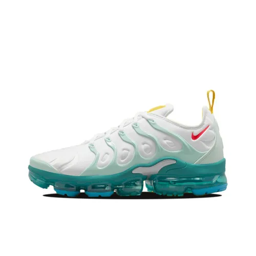 Nike Vapormax Plus Амортизация Устойчивый к истиранию Дышащий Низкий Топ Воздушная Подушка Беговые кроссовки Мужские Белый Синий Желтый