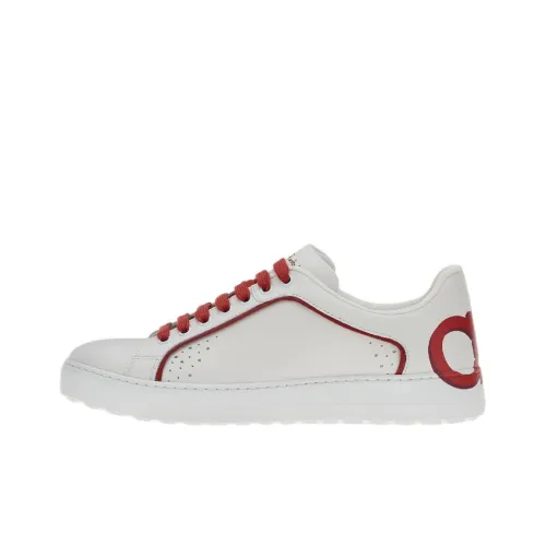 Ferragamo Gancini Низкий Топ Стильный Скейтбординг Мужской Белый Красный