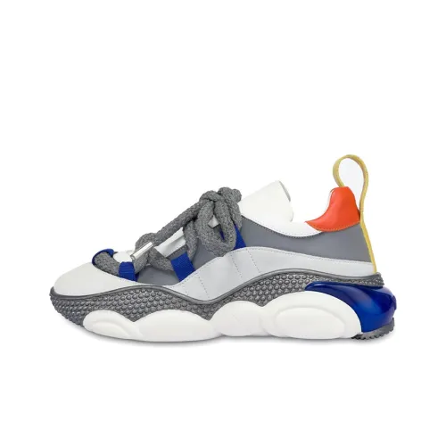 MOSCHINO Тедди Низкий Топ Повседневные Спортивные Кроссовки Мужские Серый Белый Синий