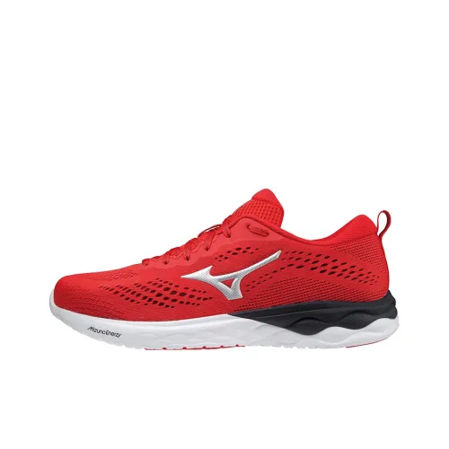 Mizuno Wave Revolt 2 Wave Revolt 2 Широкий Устойчивый к абразиву Низкий Топ Беговые кроссовки Мужские Красный Белый