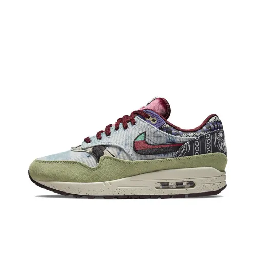 Concepts x Nike Air Max 1 Устойчивый к истиранию Низкий Топ Air Cushion Повседневные Беговые кроссовки Унисекс Синий Зеленый