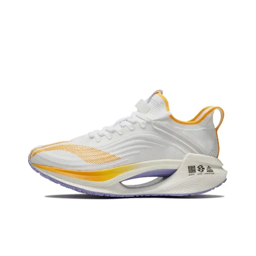 LINING Shadow Essential Low Топ Zhi Беговые кроссовки Мужской Белый Оранжевый Витамин