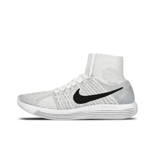 Nike LunarEpic Flyknit High Топ Беговые кроссовки Мужские Белые Серые