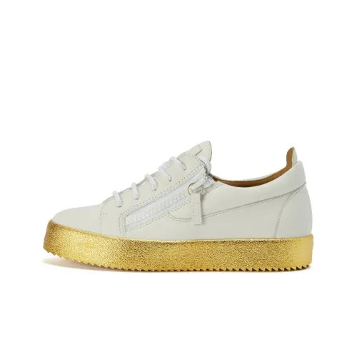 Giuseppe Zanotti GZ Nicki Low Скейтборд Кроссовки Женские Белые Золотые