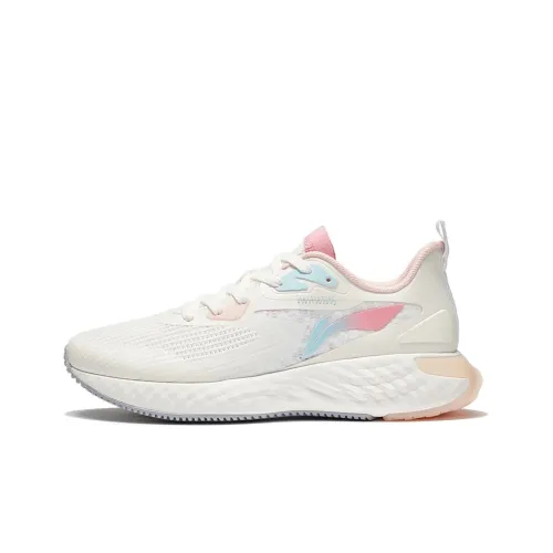 LiNing Shock Absorbers Slip-Resistant Abrasion-Resistant Low-Top Беговые кроссовки Женские Белые Розовые Синие