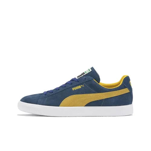 PUMA Suede Износостойкий и Легкий Низкий Топ Скейтборд Кроссовки Мужские Синий Желтый