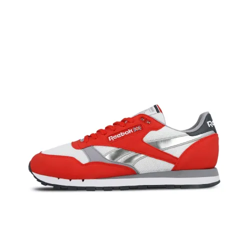 Reebok Classic Leather Low Топ Беговые кроссовки Мужской Красный Серый