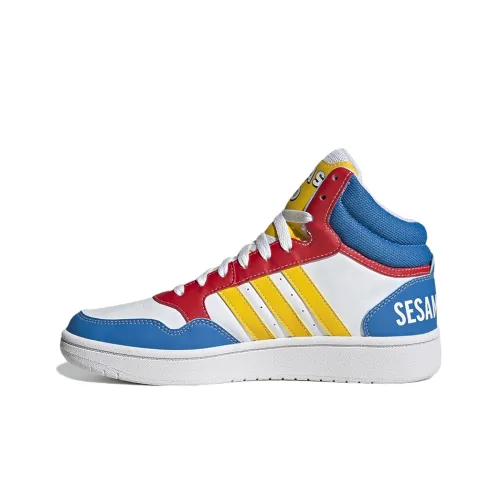 SESAME STREET x ADIDAS NEO Hoops 3,0 MID Ses MID Топ Скейтборд Кроссовки Унисекс Белый Синий Красный
