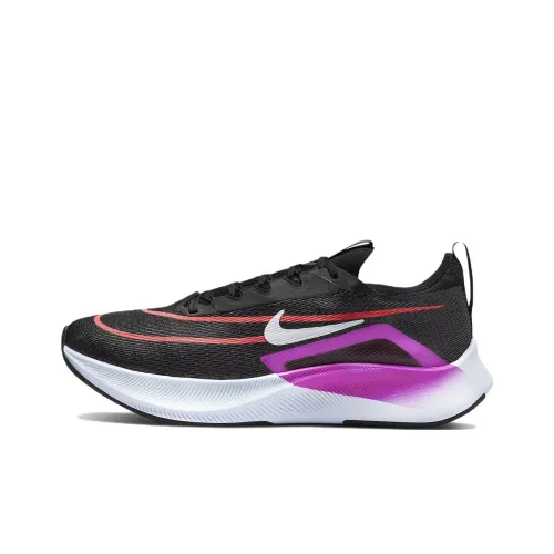 Nike Zoom Fly 4 Slip-resistant Abrasion-resistant Low Top Carbon Plate Беговые кроссовки Мужские Черный Розовый