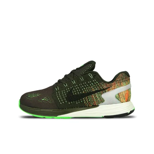 nike LunarGlide 7 Амортизаторы Slip-resistant Abrasion-resistant Низкий топ Беговые кроссовки Мужские Коричневый Зеленый