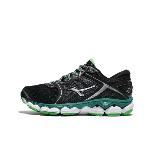 Mizuno Wave Sky Wave Sky Амортизация Низкий Топ Беговые кроссовки Женские Черный Зеленый