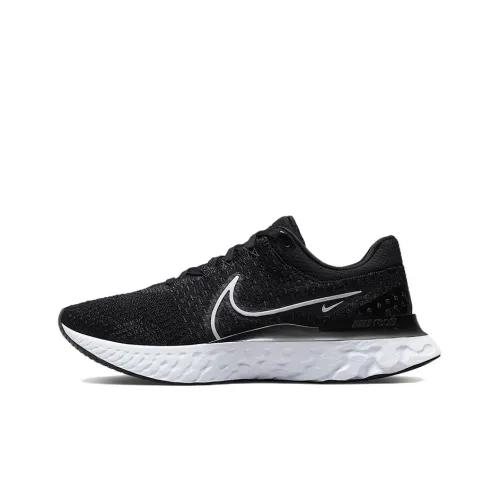 Nike React Infinity Run Flyknit 3 Дышащая Поддержка Амортизация Низкий Топ Повседневные Беговые кроссовки Мужские Черный Белый