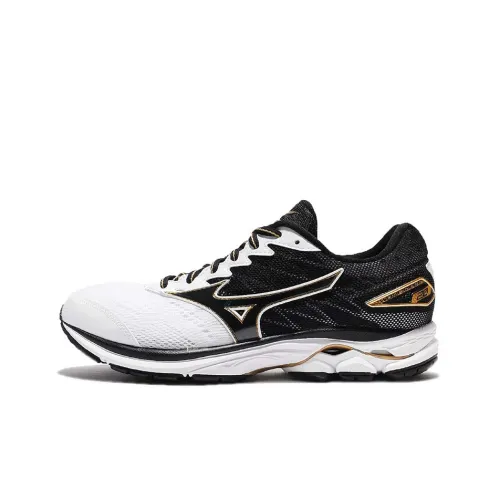 Mizuno Wave Rider 20 Противоскользящие Устойчивые к износу Дышащие Низкие Беговые кроссовки Мужские Белый Черный Золото