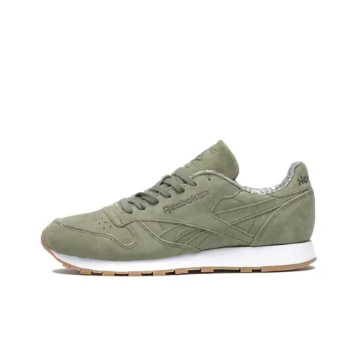 REEBOK Classic Leather Устойчивые к истиранию Низкие Беговые кроссовки Мужские Оливково-зеленые