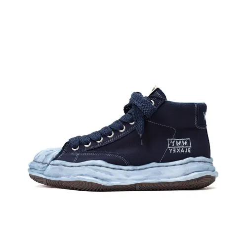 MIHARA YASUHIRO Blakey High Топ Скейтборд Кроссовки Унисекс Морской Синий Потертый Стиль Позиционирование
