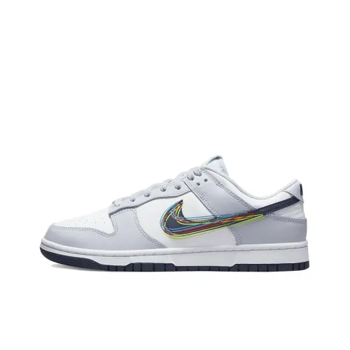 Nike Dunk '3D Swoosh' Slip-resistant Abrasion-resistant Lightweight Low-Top Skateboarding Shoes Men's Gray White Найк Dunk '3D Swoosh' Противоскользящие Устойчивые к истиранию Легкие Низкие Кроссовки для скейтбординга Мужские Серый Белый