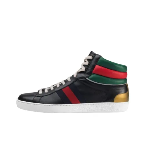GUCCI Ace High Топ Стильные Скейтбординги Мужской Черный Синий Красный