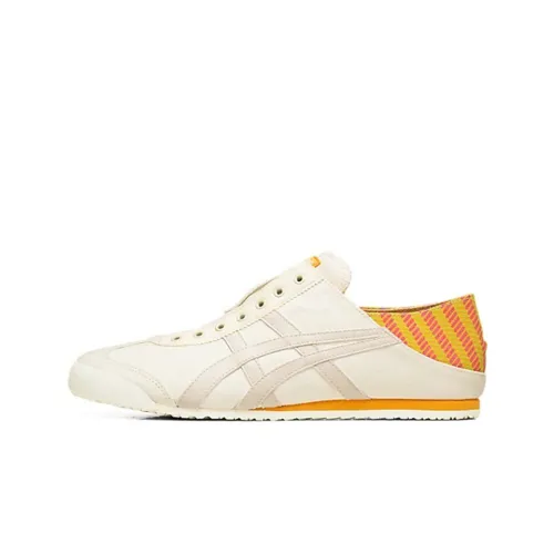 Onitsuka Tiger MEXICO 66 Износостойкий и Легкий Низкий Топ Беговые кроссовки Унисекс Белый Желтый