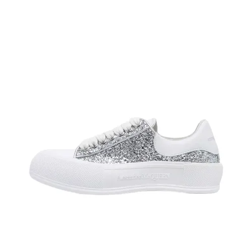 Alexander McQueen Deck Low Топ Скейтборд Кроссовки Женские Серебряные