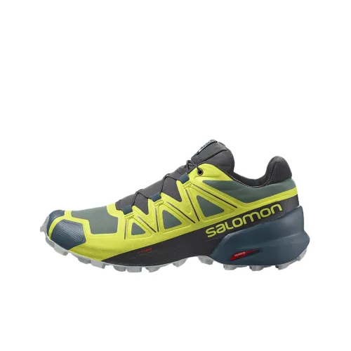 SALOMON Speedcross 5 Устойчивые к истиранию низкие кроссовки для бега по пересеченной местности Мужские Черные Желтые