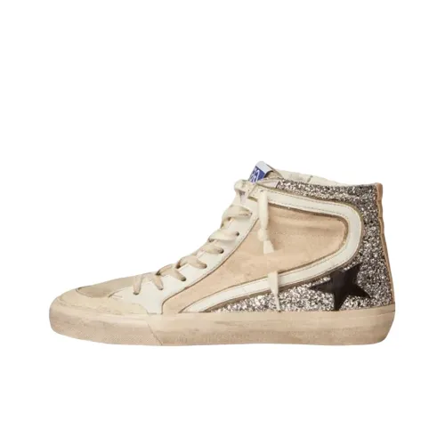 Golden Goose Slide High Топ Стильные Скейтбординги Женские Экрю Воздействие Позиционирование Стиль