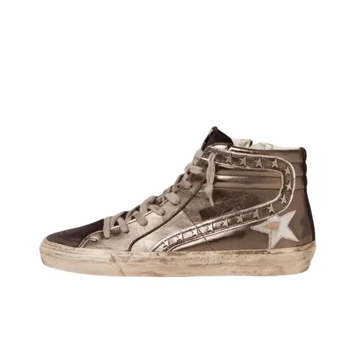 Golden Goose Slide High Топ Стильные Скейтбординги Женские Серый Состаривание Позиционирование стиля