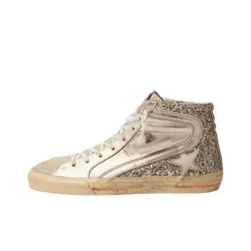 Golden Goose Slide High Топ Стильные Скейтбординги Женские Серебряные