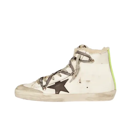 Golden Goose Francy High Топ Стильные Скейтбординги Мужской Белый Эффект Потертости Позиционирование Стиля