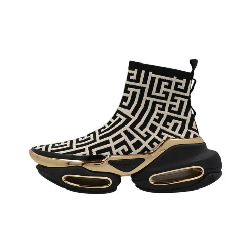 BALMAIN B Смелый Высокий Топ Толстая Подошва Кроссовки Женские Черные