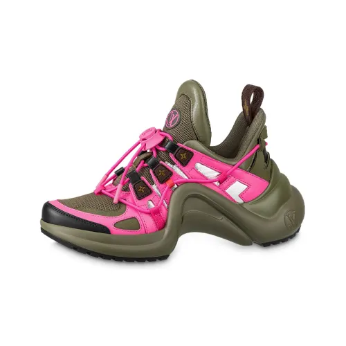 LOUIS VUITTON Archlight Устойчивые к истиранию Низкие Топ Кроссовки для женщин Розовые Коричневые