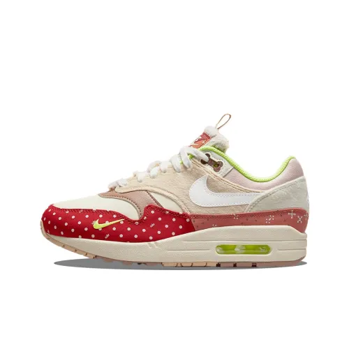 Nike Air Max 1 Abrasion Resistant Низкие Беговые кроссовки Женские Хаки Красный