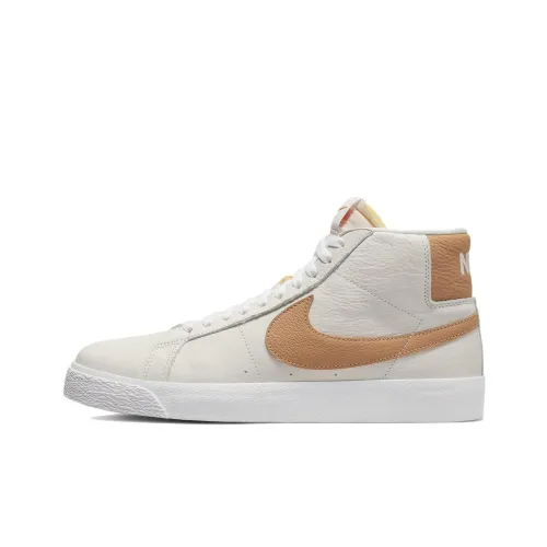 Nike Blazer Light Cognac Slip-Resistant Abrasion-Resistant MID Top Скейтборд Кроссовки Unisex White Orange