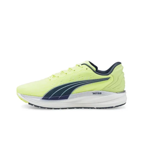 PUMA Magnify Nitro Low Беговые кроссовки Мужские Неоново-желтый Синий