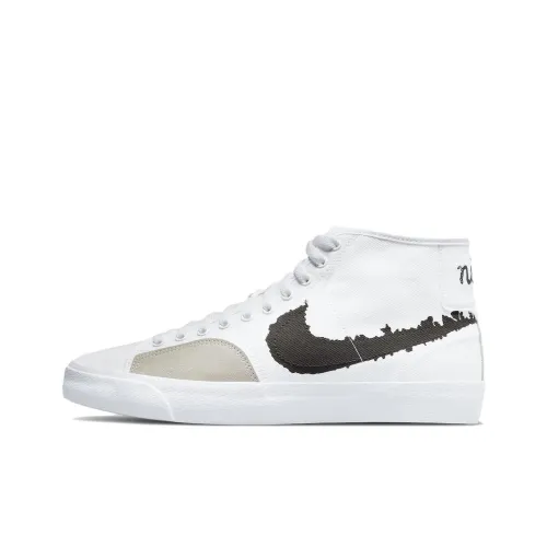 Nike Blazer Slip Resistant Abrasion Resistant Легкий MID Скейтборд Кроссовки Унисекс Белый черный