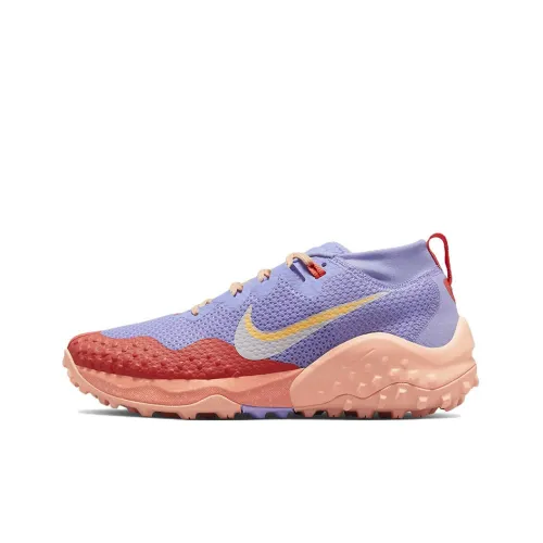 Nike Wildhorse 7 Амортизаторы Shock Absorbers Противоскользящие Устойчивые к истиранию Низкий Топ Беговые кроссовки Женские Фиолетовый Оранжевый