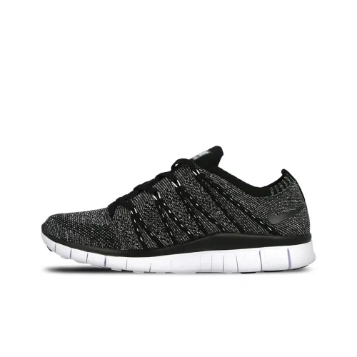 nike Free Flyknit Амортизаторы Shock Slip-resistant Abrasion-resistant Низкие кроссовки для спорта Мужские Черные Серые