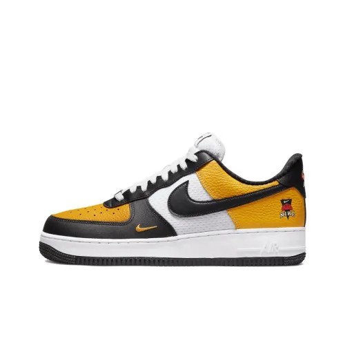 Nike Air Force 1 Slip Resistant Shock Absorbers Легкий Низкий Топ Скейтбординг Кроссовки Мужские Черный Желтый