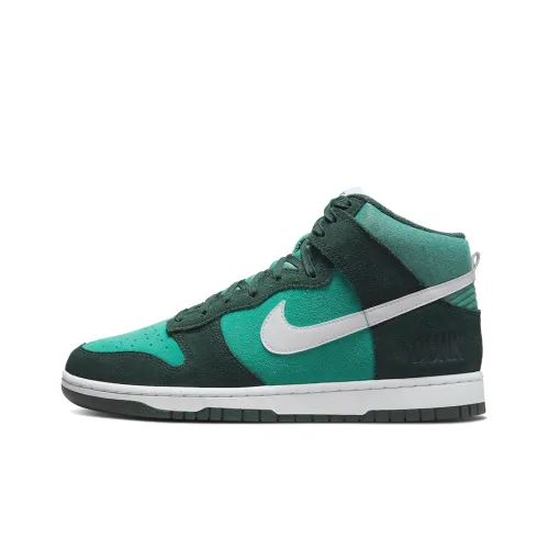 Nike Dunk High Slip Resistant Abrasion Resistant High Топ Скейтборд Кроссовки Мужские Зеленый Синий