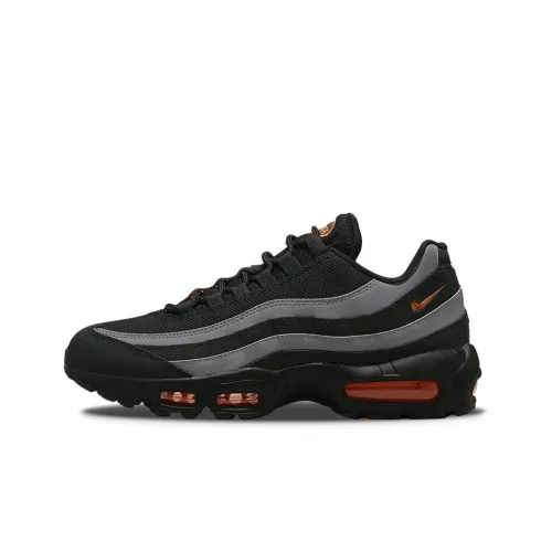 Nike Air Max 95 Амортизация Устойчивый к истиранию Легкий Низкий Топ Беговые кроссовки Мужские Черный Серый Винтаж