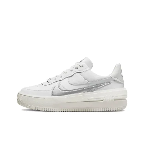 Nike Air FORCE 1 PLT.AF.ORM Low Топ Скейтборд Кроссовки Женские Белые Серебряные