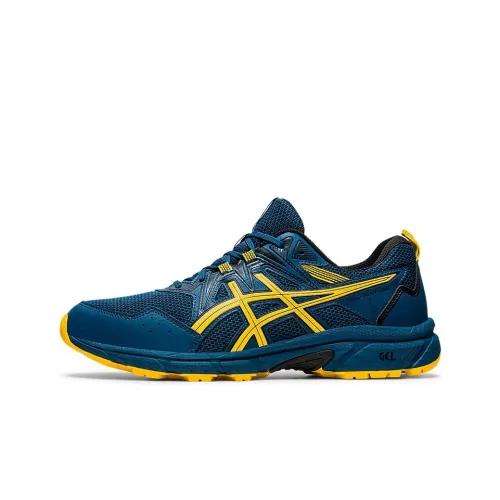 Asics Gel Venture 8 Low Топ Беговые кроссовки Мужские Синие Желтые 4E Ширина
