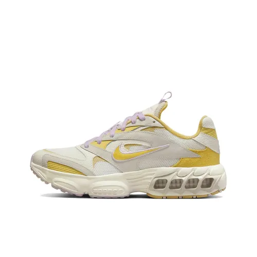 nike Zoom Air Fire Shock Absorbers Slip Resistant Abrasion Resistant Низкий Топ Повседневные Беговые кроссовки Женские Белый Желтый