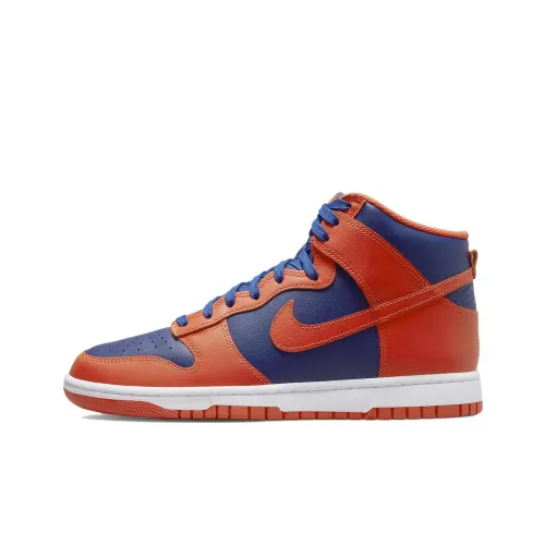 Nike Dunk High Ретро противоскользящие устойчивые к истиранию легкие высокие кроссовки для скейтбординга мужские синие с оранжевым