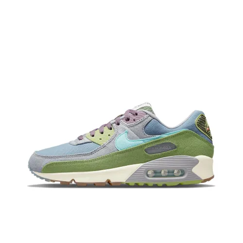 Nike Air Max 90 Low Топ Беговые кроссовки Мужской Серый Синий Зеленый