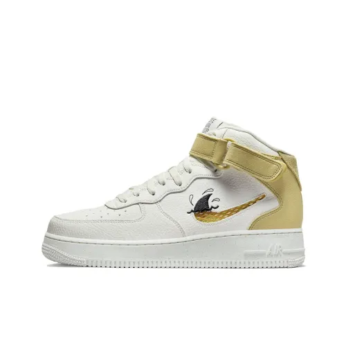 Nike Air FORCE 1 Slip-resistant Shock Absorbers с свойствами устойчивости к истиранию MID Скейтбординг Топ Кроссовки Мужские Белые