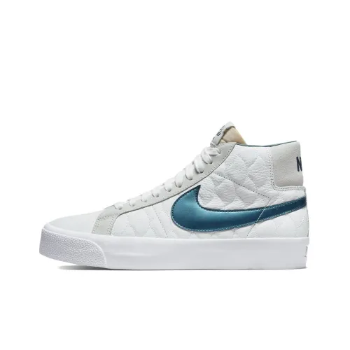 Eric Koston x Nike Blazer Износостойкий и Легкий MID Скейтборд Кроссовки Мужские Белый Синий